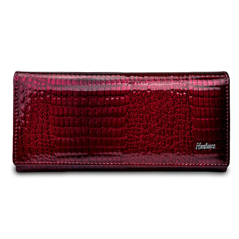 

Женский кожаный кошелек с верхним слоем из коровьей кожи, лаковая кожа, Крокодиловая Кожа, модная популярная Сумочка, кошелек для женщин, 카갑 갑