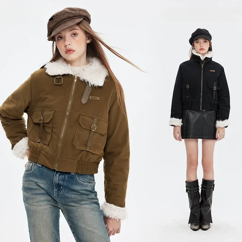 Женская короткая хлопковая куртка универсальная Стильная верхняя одежда с