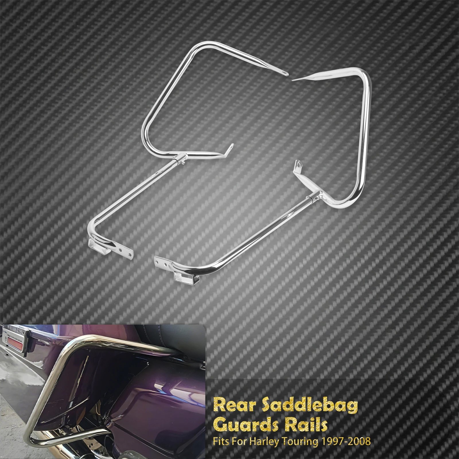 

Мотоциклетная седельная сумка, кронштейн с опорной планкой, черный/хромированный для Harley Touring Road King Road Glide FLHTC FLTRU 1997-2008 гг.