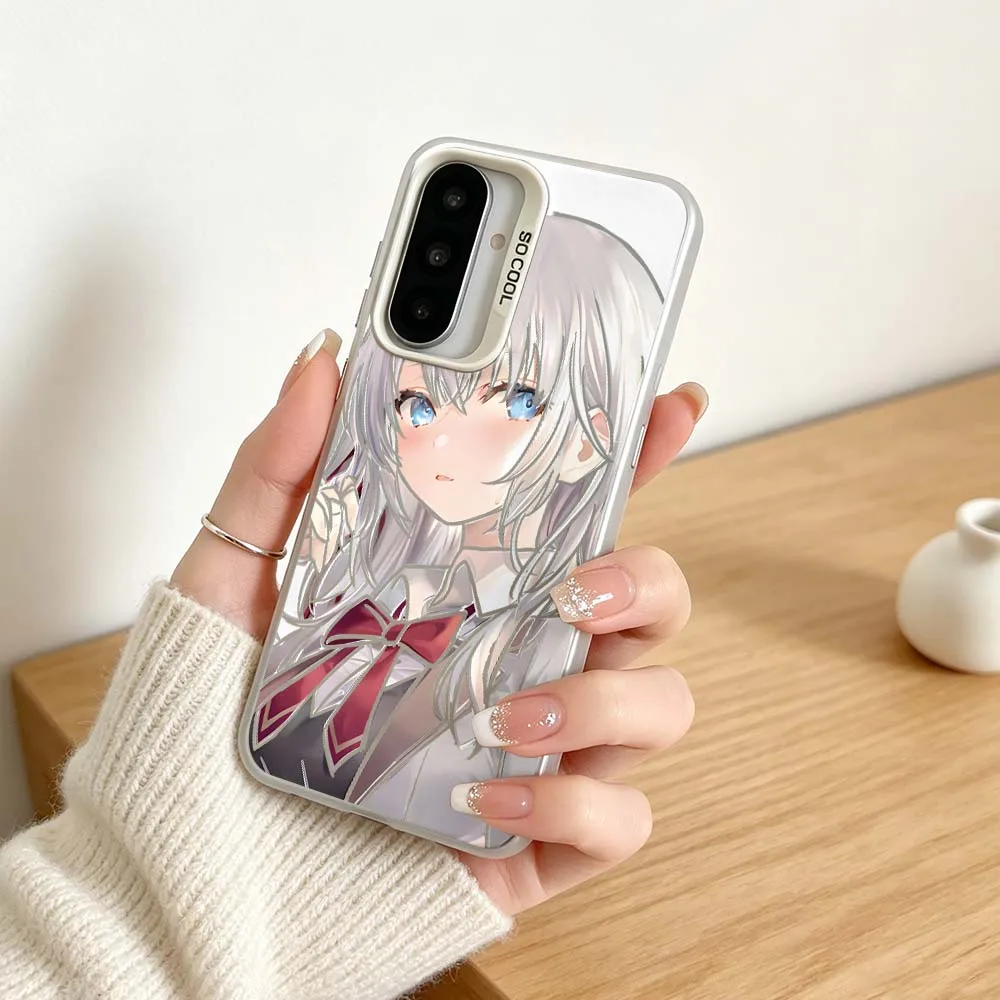 Фото Милый аниме-чехол Alya Soft для Samsung Galaxy A06 A07 A16 A14 A22 A25 A26 A33 A35 A36 A55 A56 M55, цветной серебристый. №3