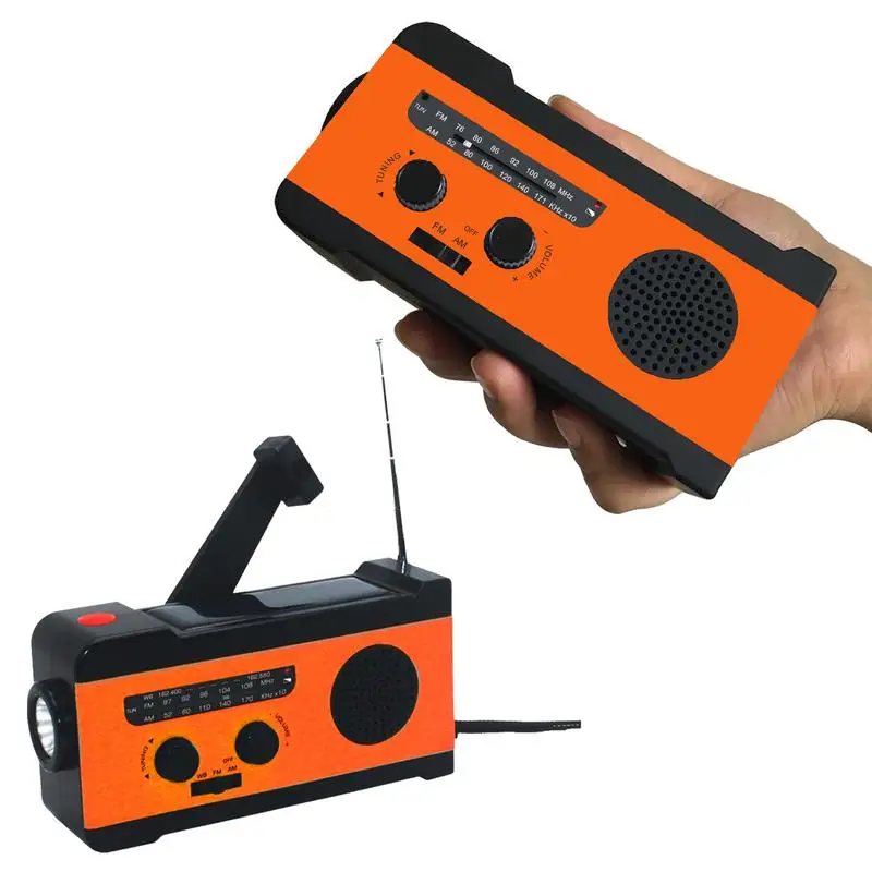 

Solar Powered Radio Multifunctional Hand Crank Light 2000mah Portable Hand Crank Generator 3 Charging Modes Solar Radio