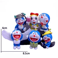 6pcs kawaii pvc flying doraemon action figure model toys collection dolls birthday gifts for children character decoration