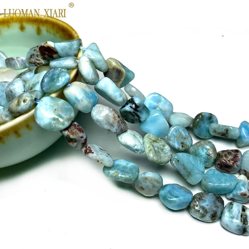 

Тонкий натуральный драгоценный камень, Ларимар светильник Светло-Голубые нестандартные бусины, подвески «сделай сам», женский браслет, ожерелье для изготовления ювелирных изделий