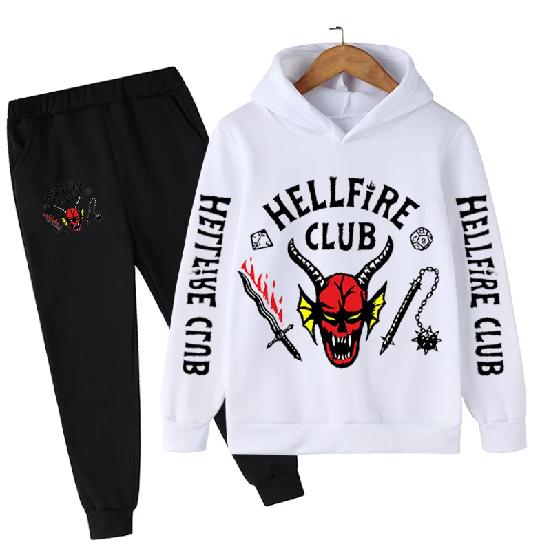 

Baby Boys Stranger Things 4 Clothes Hoodies + Long Pants Set Boys Cotton Outfit Children's Hellfire Club Clothing 4-14 Year Suit