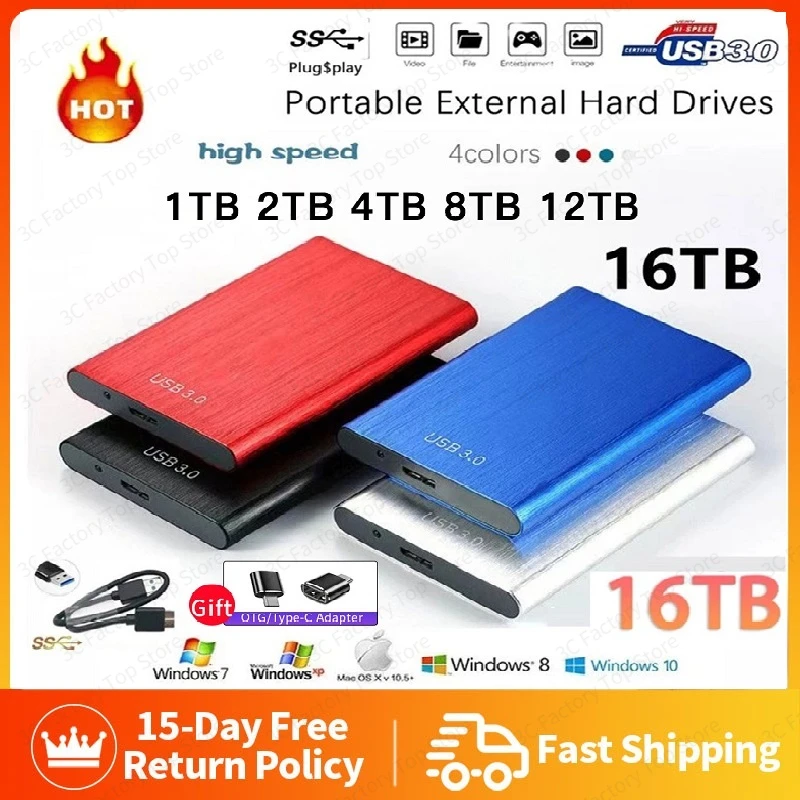 

8TB SSD Hard Drive New Computer 4TB 16TB Portable High Speed Hard Drive Mobile Hard Drive for PC Laptop External USB 3.0 HDD