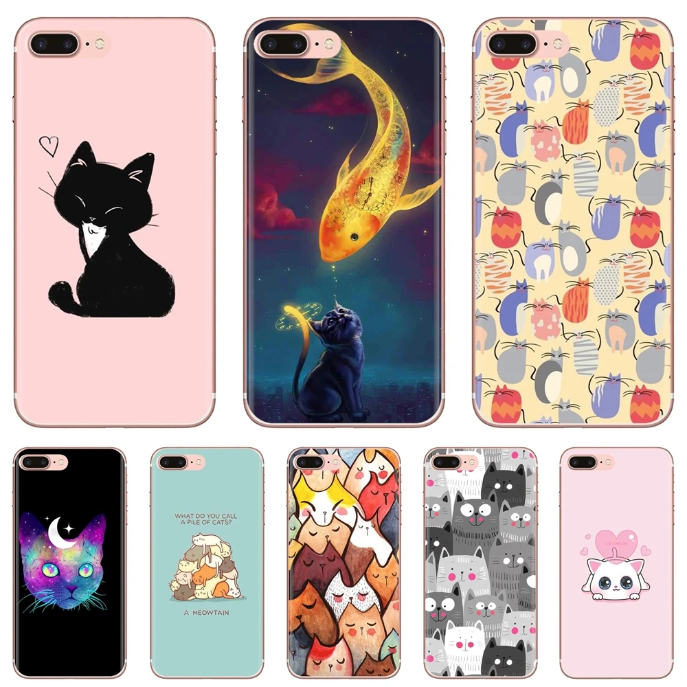 

Transparent Soft Shell Cover Cute Cat Kitty Space For iPod Touch iPhone 10 11 12 Pro 4S 5S SE 5C 6 6S 7 8 X XR XS Plus Max 2020