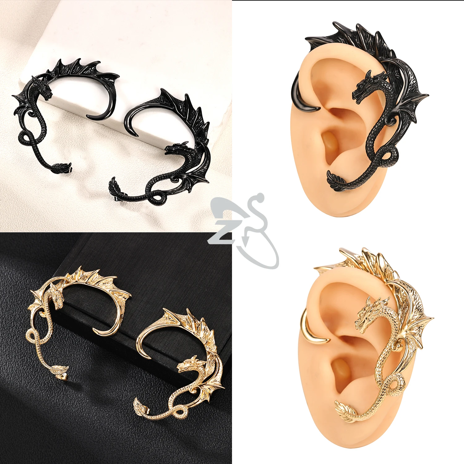 Серьги-гвоздики ZS из нержавеющей стали с драконом для мужчин и женщин готические