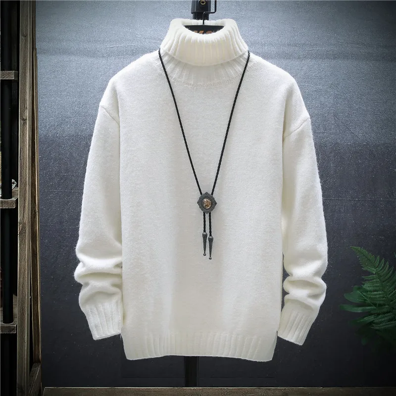 

Autumn Winter Men's Turtleneck Sweater Men's Knitting Pullovers Rollneck Knitted Sweater Warm Men Jumper Slim Fit Casual Sweater