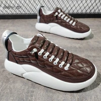 men sneakers casual fashion microfiber leathercanvasmesh breathable height increased platform shoes easy matching clown shoes