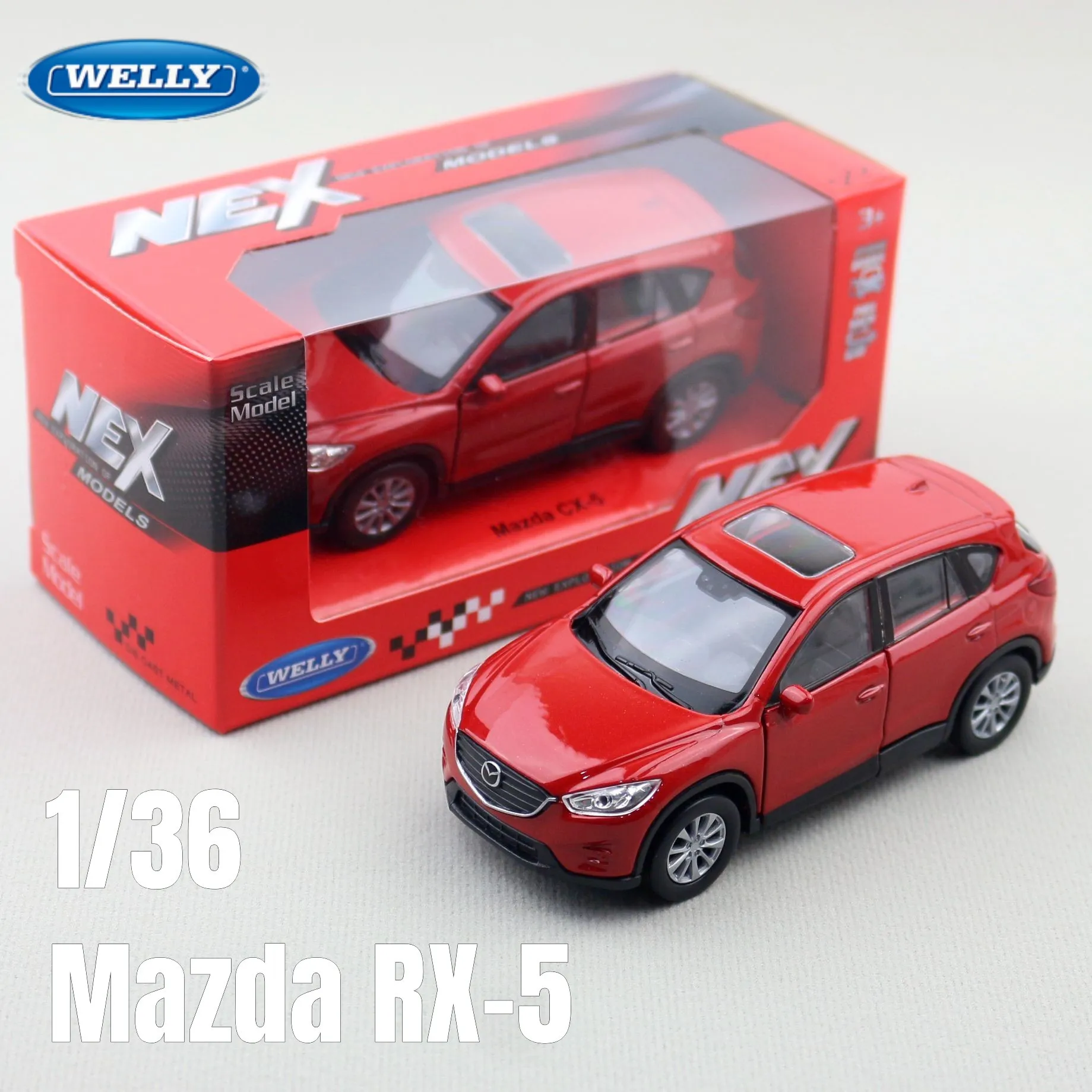 

1/36 Mazda CX5 CX-5 Toy Car, Welly SUV Sport Miniature Diecast Model Pull Back Doors Openable Collection Gift For Boy Children