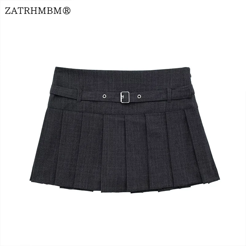 

ZATRHMBM женские 2023 новые модные широкие плиссированные мини-брюки с высокой талией винтажные с боковой молнией и поясом женские короткие брюки Mujer