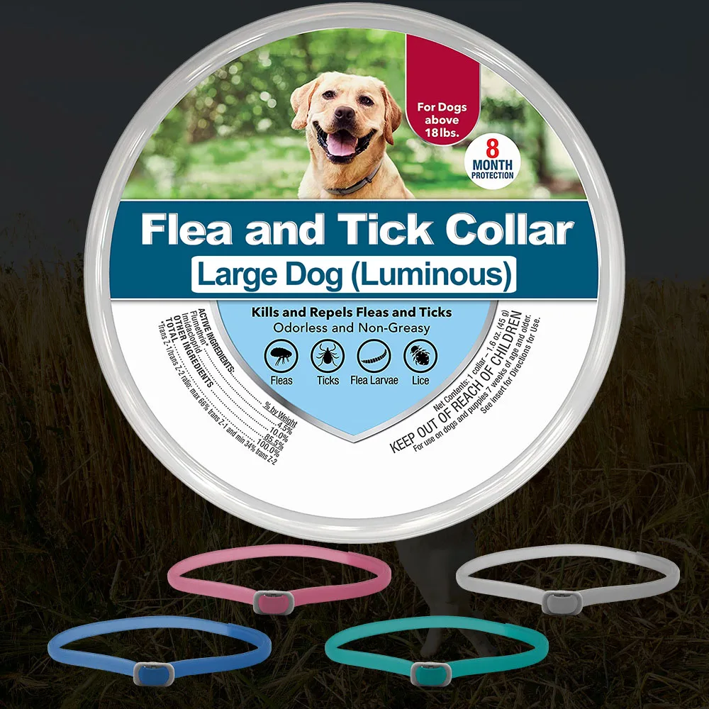 

48/65cm Luminous Pet Flea&Tick Remover Collar for Dogs Puppy Large Dog Flea and Tick Killer Dog Reflective Adjustable Cat Collar