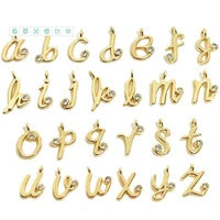 new creative real gold color plated brass crystal letter charms for diy earrings necklace pendant jewelry making accessories