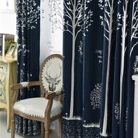 2022 new ural young trees flax window shade curtain is pure and fresh and hot silver curtains for living dining room bedroom