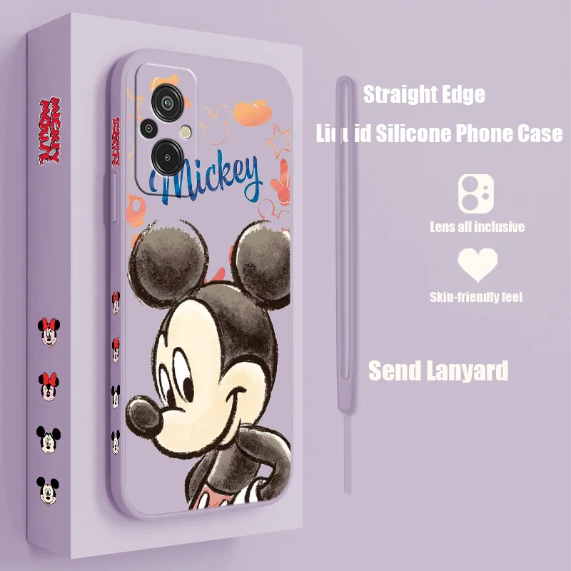 

Minnie Mickey Disney For Xiaomi Redmi K50G K40S 11 10C 10X 9T 9AT 9A 9C 8A 7 6A 5A A1 Liquid Left Rope Phone Case