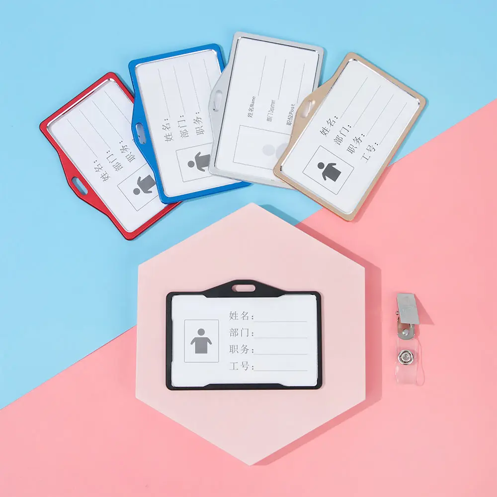 Фото Многофункциональный модный металлический держатель для карт с клипсой для медсестер и врачей, для банковских, кредитных карт, именных бейджей, удостоверений личности, деловых карт №4