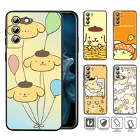 cartoon dog pompompurin for samsung galaxy s22 s21 s20 ultra plus pro s10 s9 s8 s7 4g 5g soft tpu black phone case cover shell