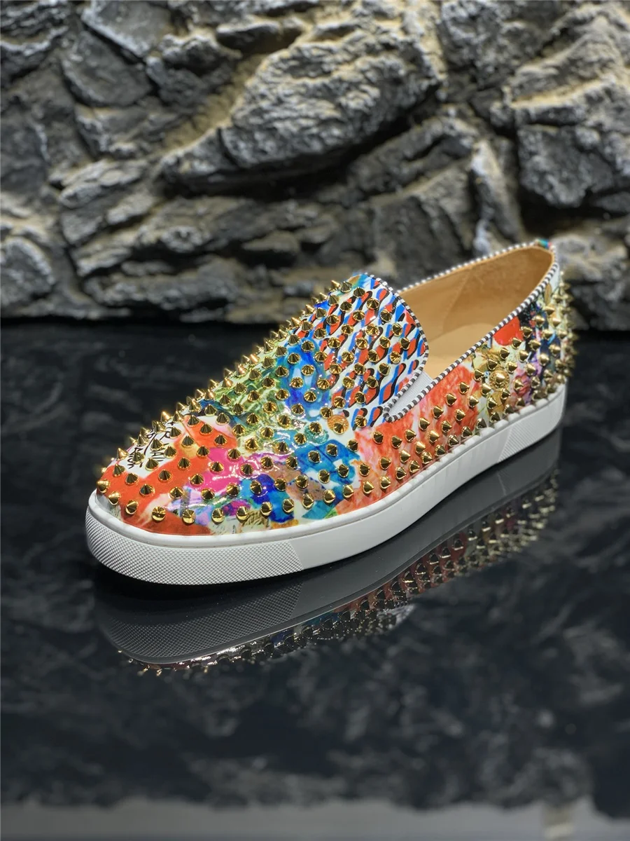 Роскошные Брендовые мужские бриллиантовые высококачественные граффити лоферы