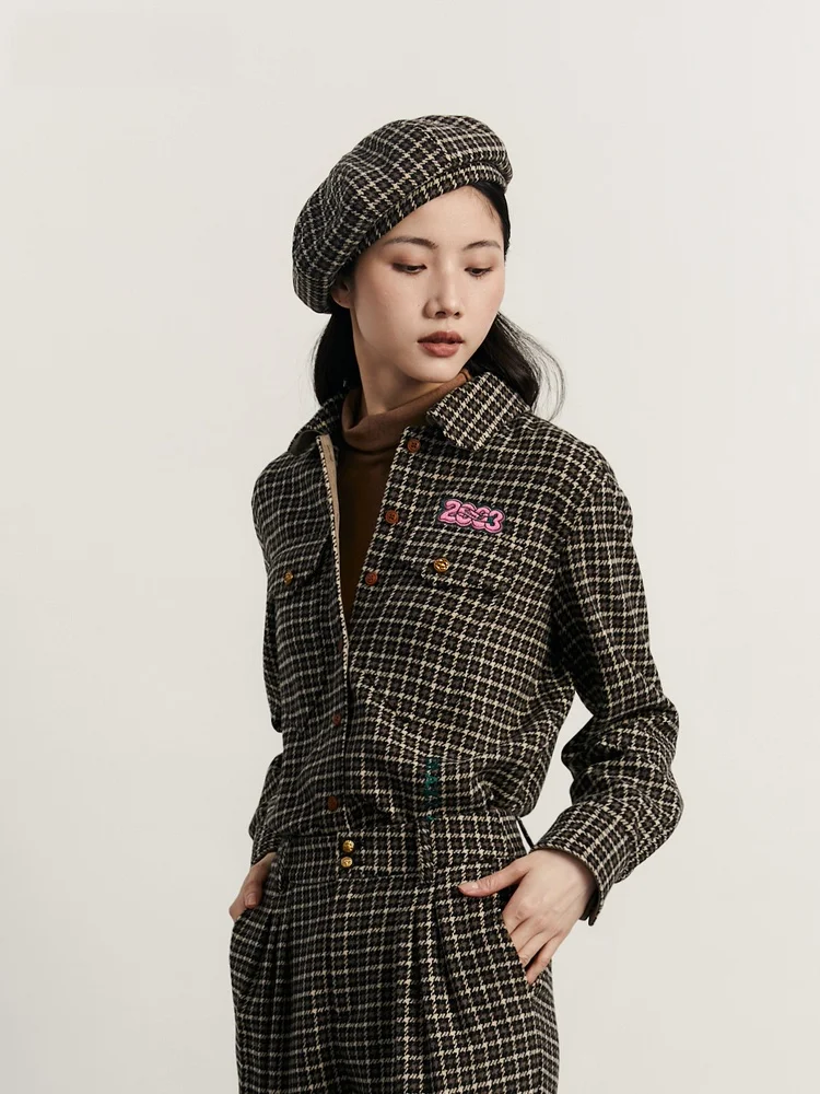 Женские клетчатые рубашки Answer с длинным рукавом зима 2023 ретро художественная