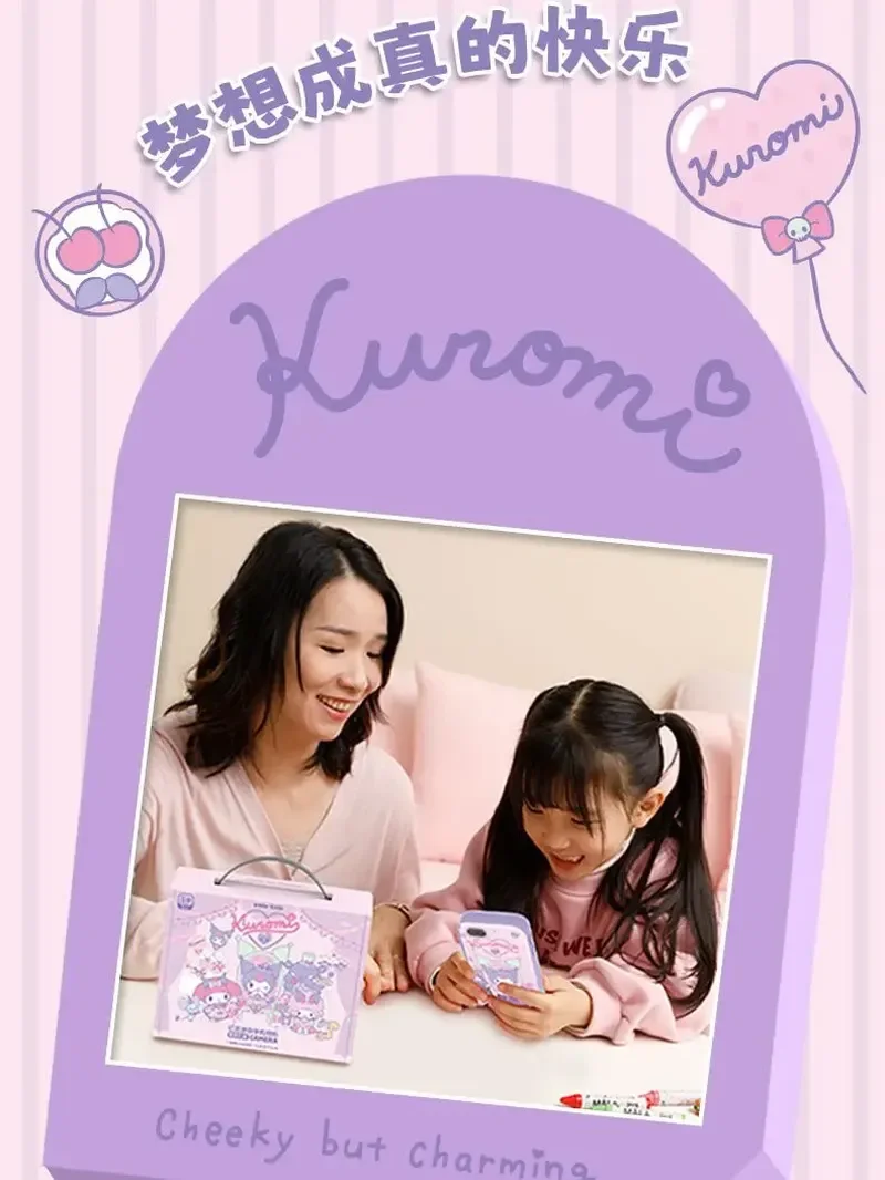 Новинка 2024 Мобильная камера Sanrio Kuromi игрушки для съемки Детские камеры милый