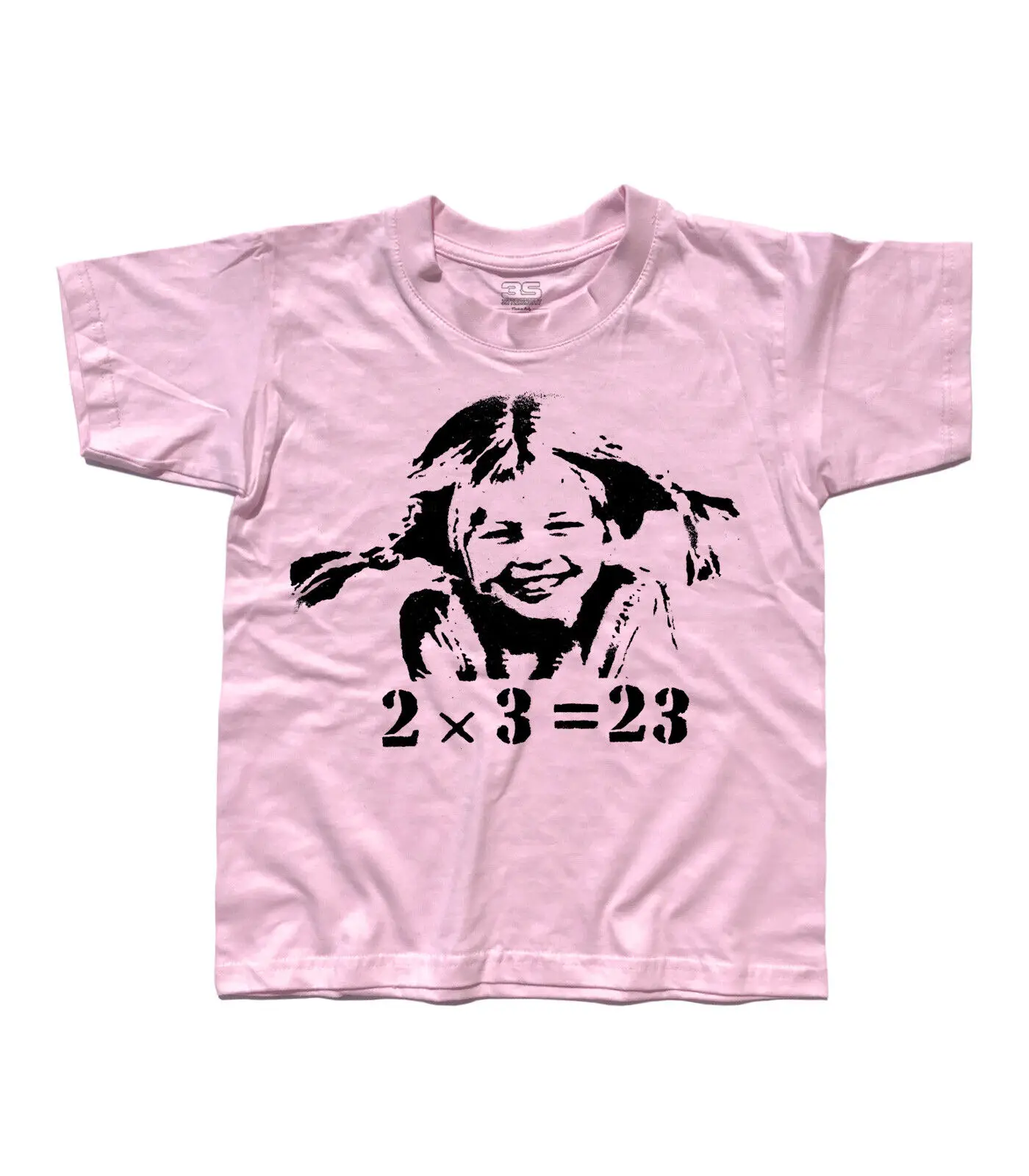 Детская футболка 2x3 = 23 трафарет уличное искусство красные косички для девочек