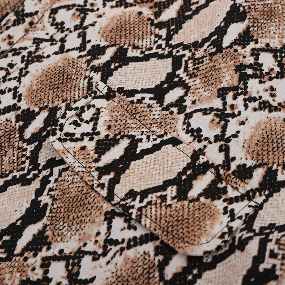 Женский блейзер со змеиным принтом костюм с длинным рукавом пальто байкерская