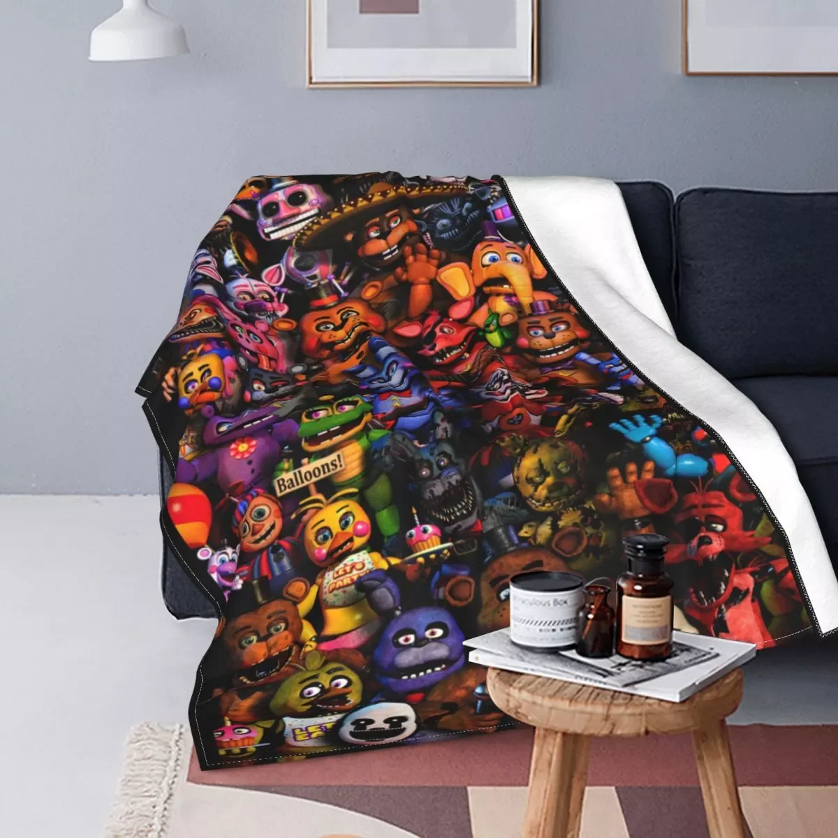 

NEW2023 Plaid FNAF Security Breach Game Blankets Sofa Cover Fleece All Season Cartoon Fashion Throw Blanket for Sofa Travel Beds
