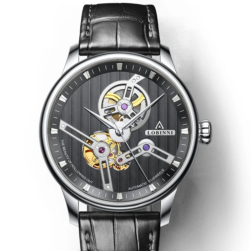

Lobinni Men Luxury Watch 40MM Fashion Automatic Mechanical Wristwatch Skeleton 50M Waterproof Sapphire ST16