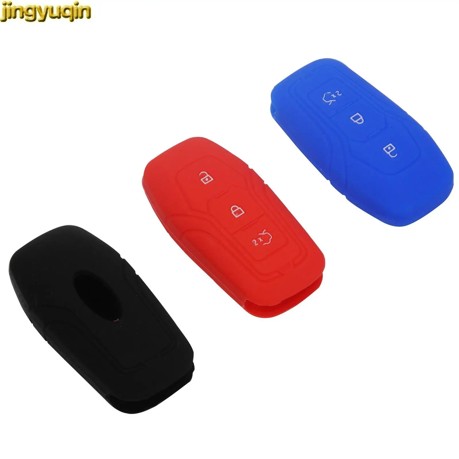 

Jingyuqin 10pcs 3/4/5Button Smart Silicone Car Key Cover Case For Ford Edge Explorer Fusion Mondeo F150 Pickup Mustang 2013-2018