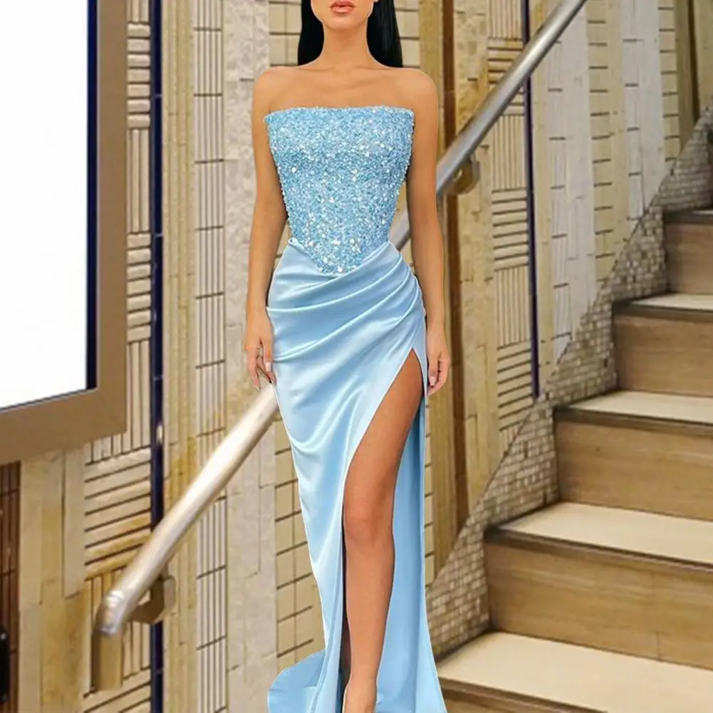 

Элегантное Вечернее Платье до пола, блестящее вечернее платье с блестками и высоким разрезом, женское платье для выпускного вечера, цветное...