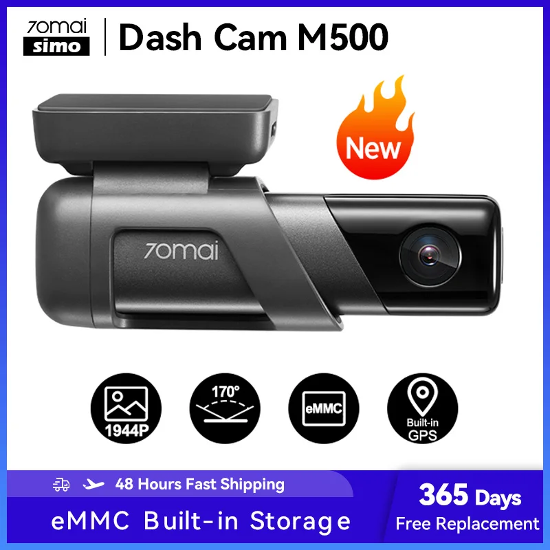 

70mai Dash Cam M500 1944P Built-in eMMC Storage Card 170FOV Car DVR Dash Camera Recorder Support GPS ADAS 24H Parking Monitoring