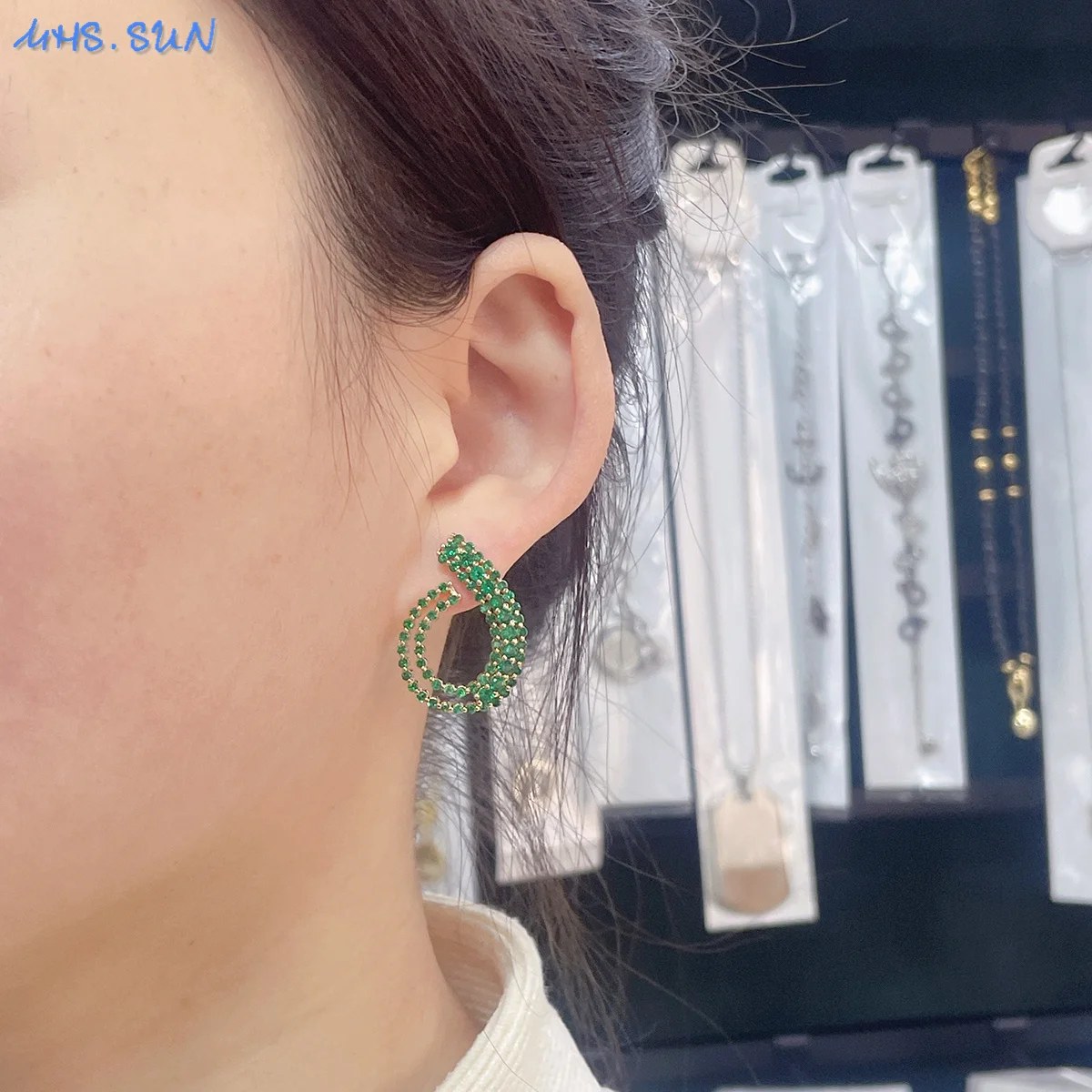 MHS.SUN классические позолоченные серьги-гвоздики с каплями воды блестящий