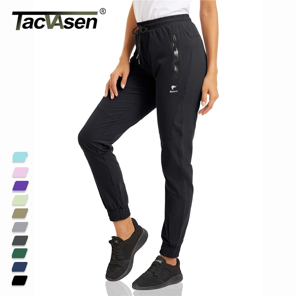

TACVASEN Women's Quick Dry Long Pants Cargo Pants Lady Multi-Zipper Pockets Joggers Sweatpants Hiking Fishing Gym Trousers Work