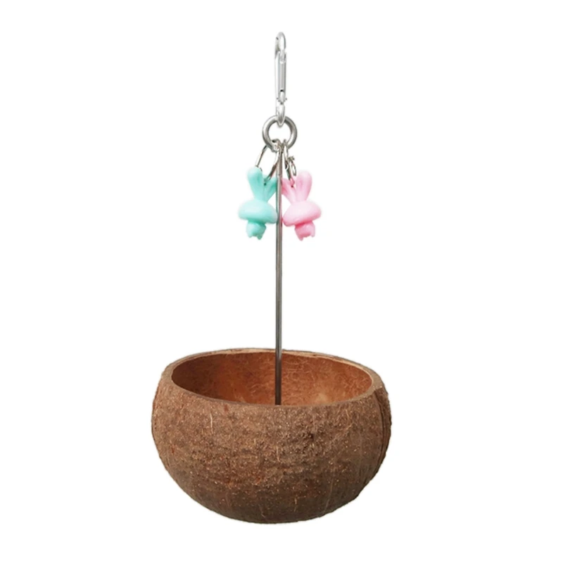 

Natural Coconut for shell Bird Nest Cage Feeder Hanging Standing Toys for Pet Parrot Birds Feeding Bowl Bite Resistant