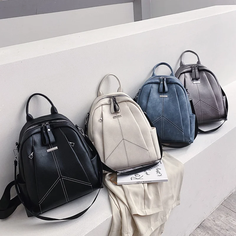 

2022 New Leather Ladies Backpack Brand Luxury Designer Large Capacity Casual Travel Sac Luxury Backpack Women Designer Leather