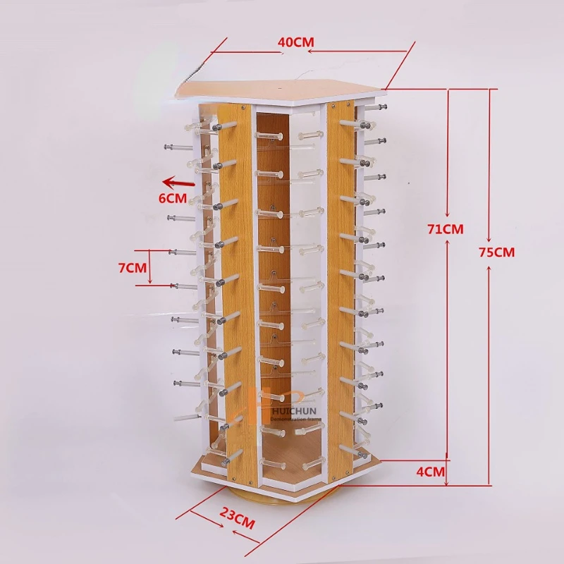 Rotary Cabinet Desktop Glasses Display Rack Anti-scratch Paint Wood-grained Glasses Display Rack Is Exquisite and Practical