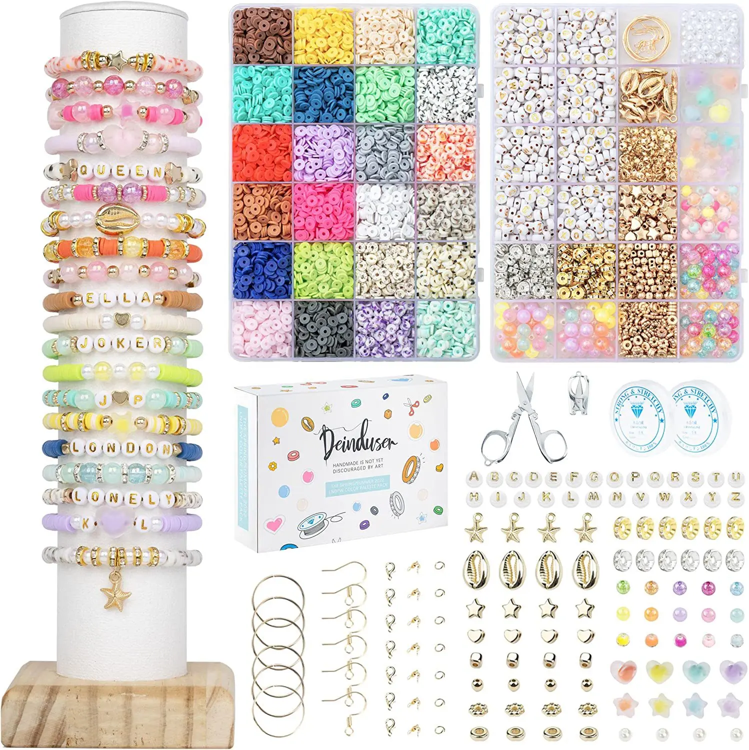 

Beads for Jewelry Making Set Polymer Clay Letter DIY Charms Bracelet Necklace Earrings Accessories Making Kit Christmas Gift