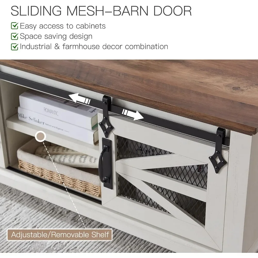 48-дюймовый журнальный столик с откидными дверями для хранения и раздвижными