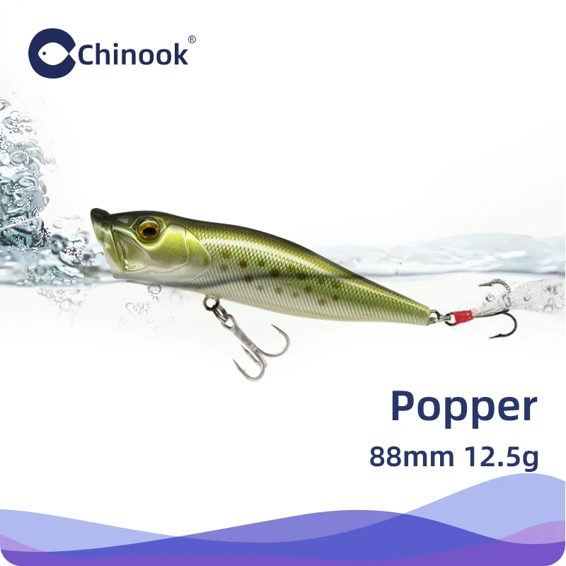 Фото Рыболовная приманка Chinook Popper 88 мм 12,5 г, поверхностная приманка, искусственная жесткая приманка для ловли басса, окуня, щуки, Buzzbait Pop Max №1