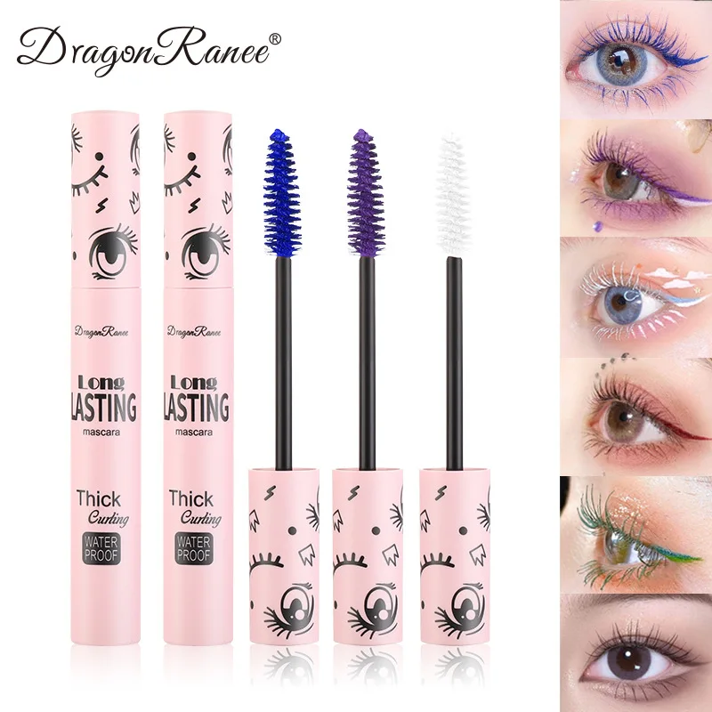 

6 Colors Colorful Mascara Rainbow Colorful Waterproof Mascara 3D Fiber Lash Mascara Volume Eye lash white mascara for makeup