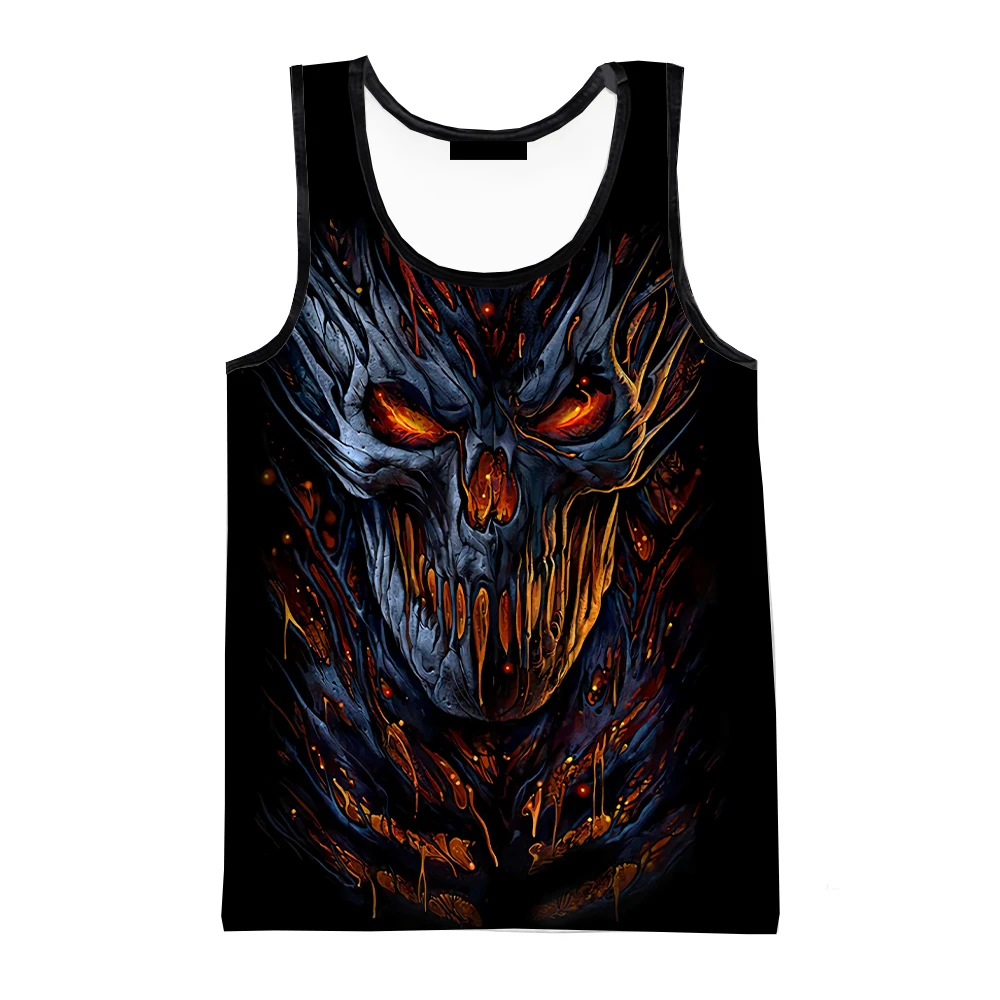 

Summer Casual New Fashion Skull 3D Printed Tank Tops Men Women Sleeveless Tops Shirts Hip Hop Streetwear Oversized Tees