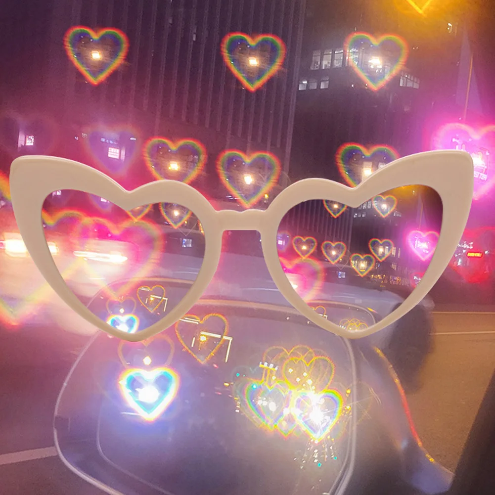 Love Special Effect Heart-shaped Glasses Fashion Heart Diffraction Sunglasses Watch The Night Lights Become Love Special Effect