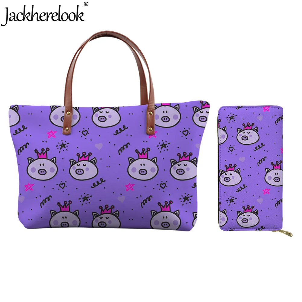 

Jackherelook 2 шт./компл. сумки на плечо с рисунком свиньи для женщин сумки большой емкости роскошная женская сумка-тоут и кошелек сумка подарки
