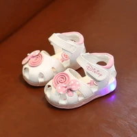 summer baby girl luminous casual shoes infant toddler bowknot non slip rubber soft sole flat pu first walker newborn bow decor