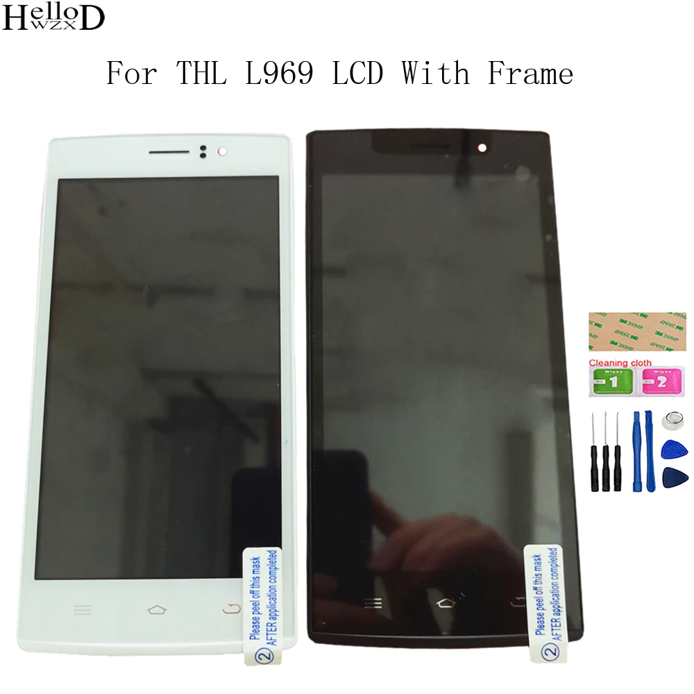 

100% Оригинальный ЖК-дисплей с рамкой для ЖК-дисплея THL L969 детали для замены + Инструменты