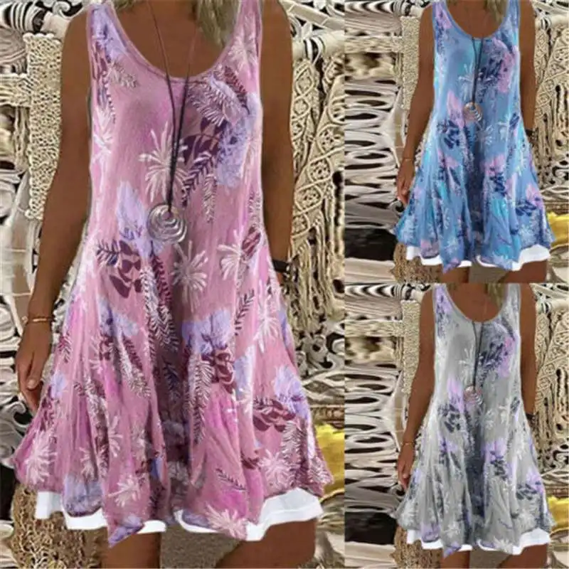 

Dresses Gentle Floral Ladies Boho Beach Loose Sun Women Summer Holiday