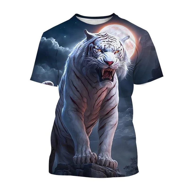 Летние модные крутые футболки с рисунком животного и тигра для мужчин