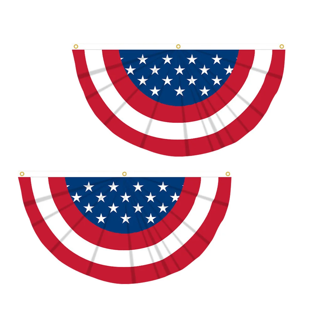

4th of July Pleated Fan Flag American US Bunting Flag Stars Stripes Flag Banner for Independence Day Memorial Day Labour Day