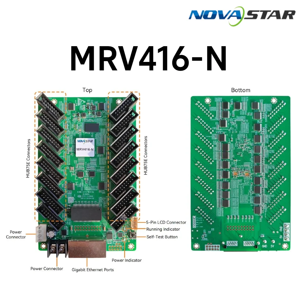 Фото Приемная карта NovaStar MRV416-N для LED-дисплеев с 16 портами HUB75E, поддержка 512×512@60Гц для LED-видеостен №3