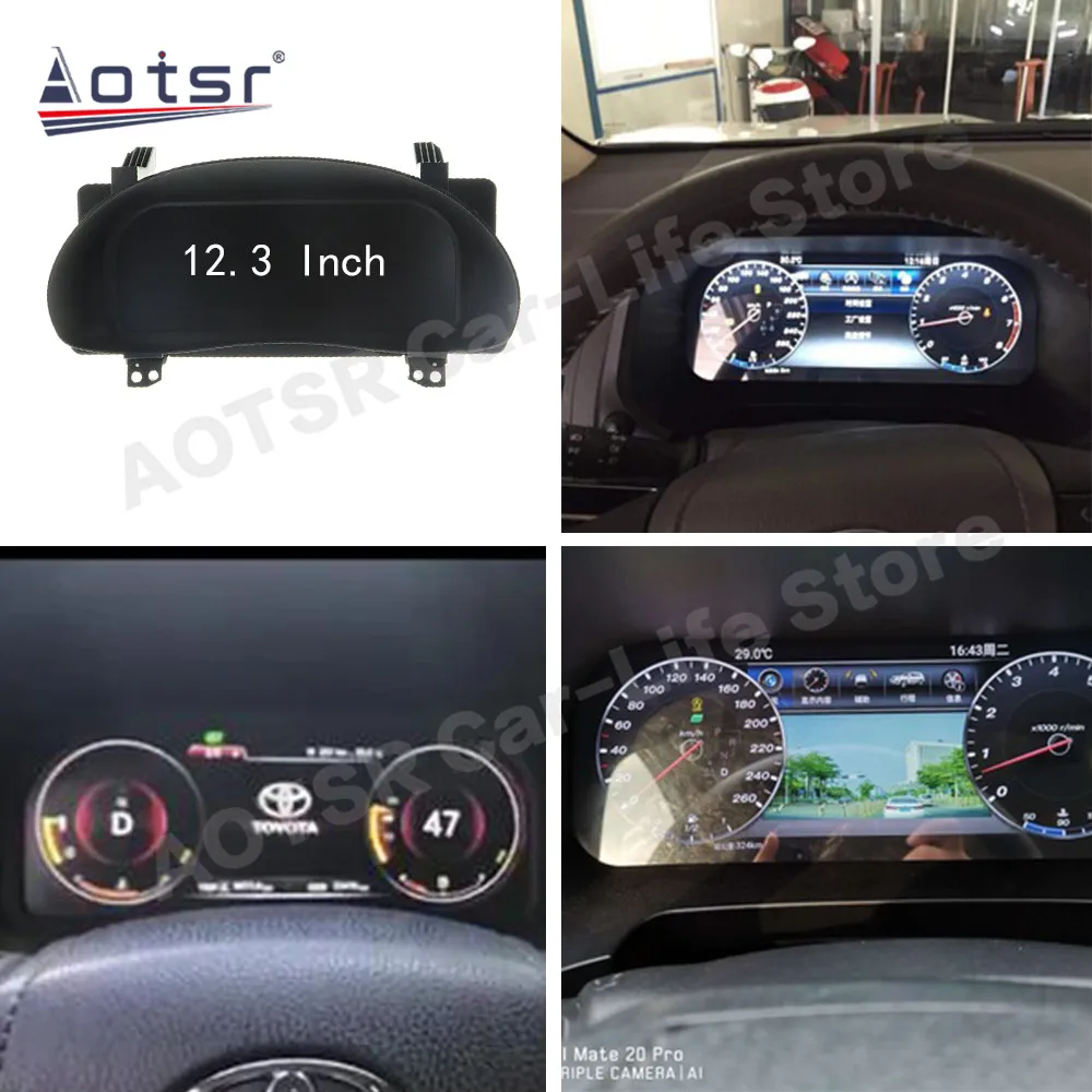 Android Dashboard Speed Meter Panel For Toyota Corolla 2014 2015 2016 2017 2018 2019 Digital Cluster Virtual Multifunctional LCD